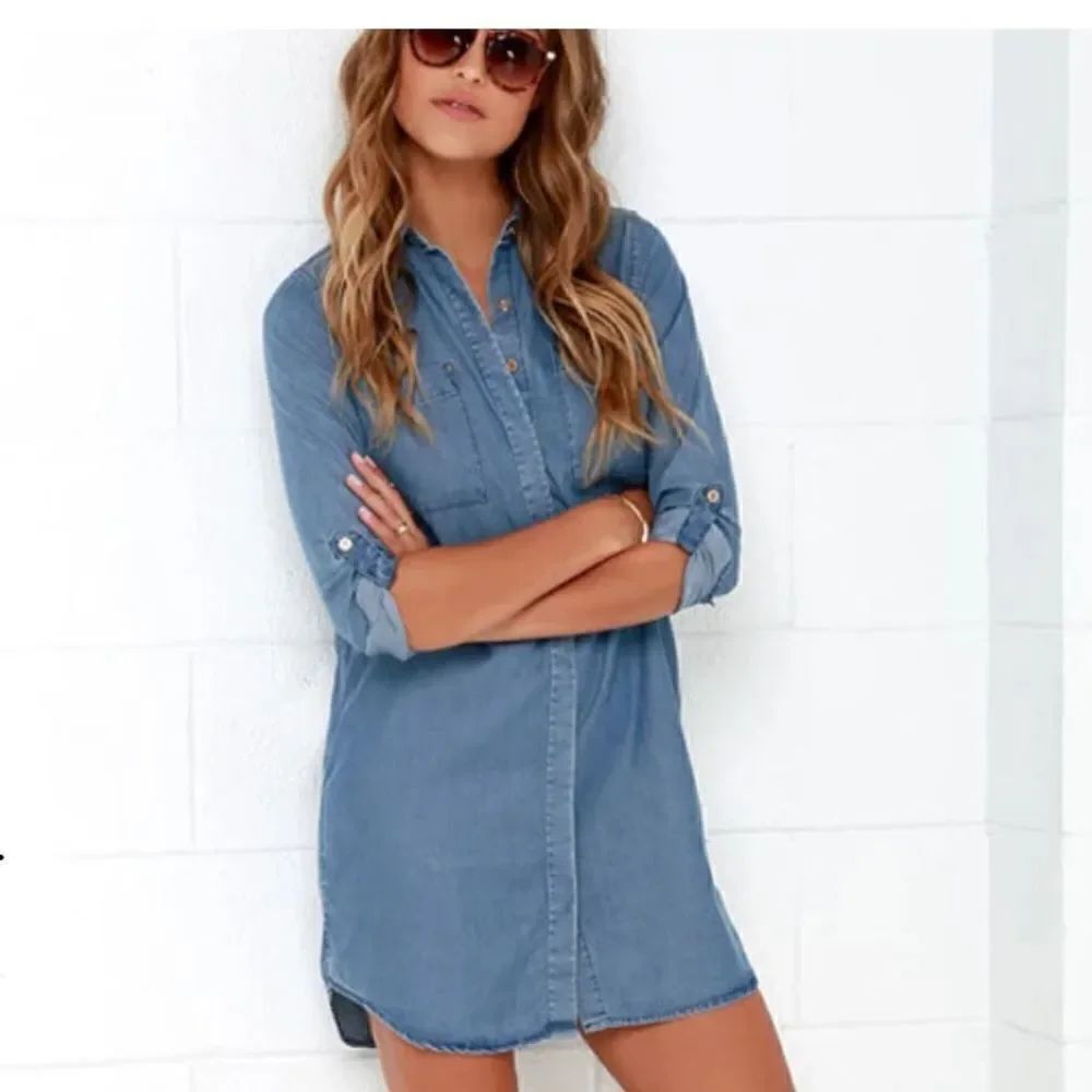 COPY - Lulus Shirt and Sweet Blue Chambray Shirt Dress size small